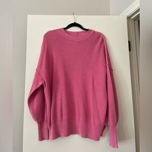 aerie Bubblegum Pink Ribbed Crewneck Sweater